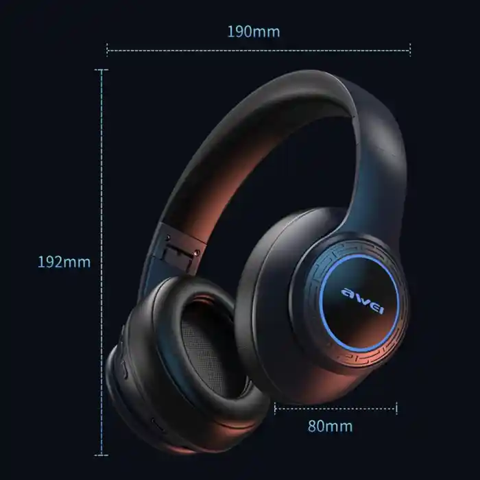 Awei A300BL Wireless Headset Strong Bass Stereo Foldable LED Breathing Lighting With Built-in Microphone